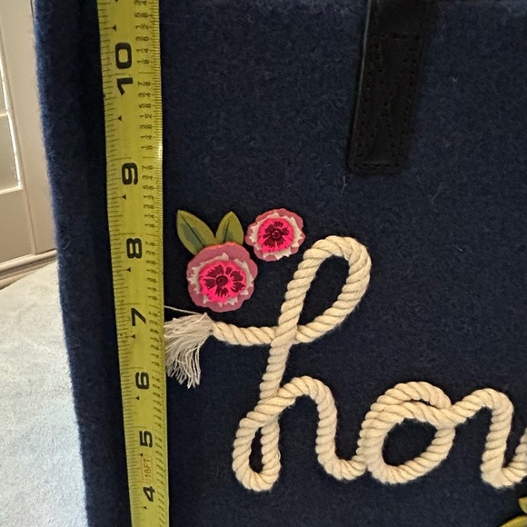 Kate Spade Navy Tote with Pink Floral Accents - Picture 7 of 8